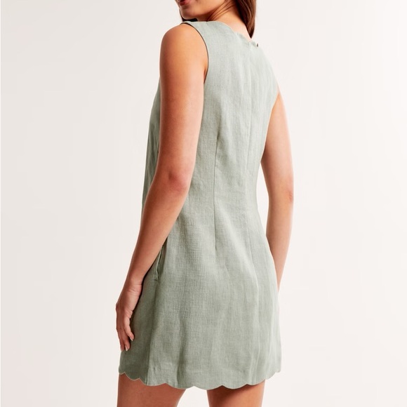 Abercrombie Premium Linen Scalloped Mini Dress - Picture 6 of 7